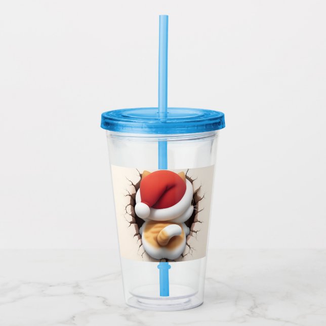 Copo De Acrílico Cat. Natal 3D (Frente)