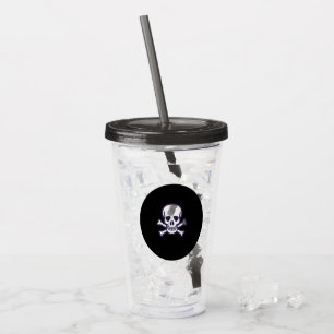 Copo De Acrílico Caveira n Ossos Tumbador negro de fumo acrílico