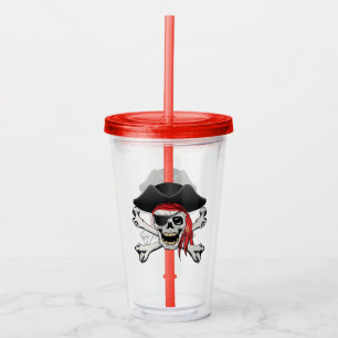 Copo De Acrílico Caveira Pirata
