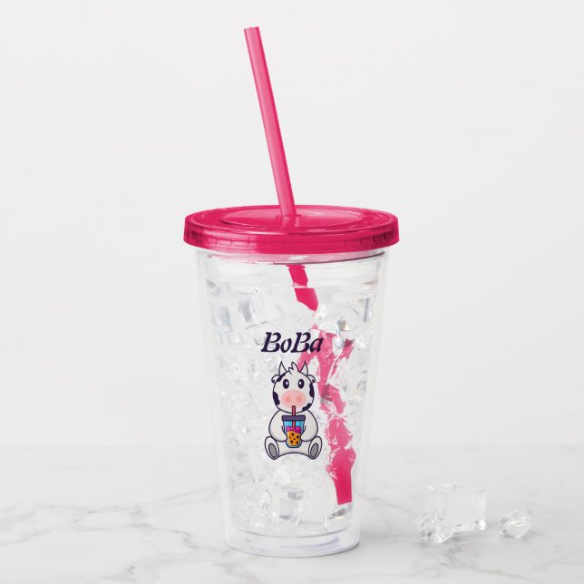 Copo De Acrílico chá boba chá de bolha (Gelo frontal)