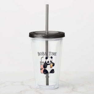 Copo De Acrílico Chá de bolha de bebendo de Panda, chá de boba