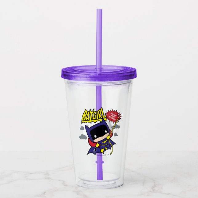 Copo De Acrílico Chibi Batgirl Pronto Para Ação (Frente)
