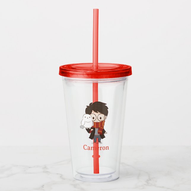 Copo De Acrílico Chibi HARRY POTTER™ & Hedwig (Frente)