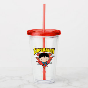 Copo De Acrílico Chibi Superman Bolinhas Shield e Nome