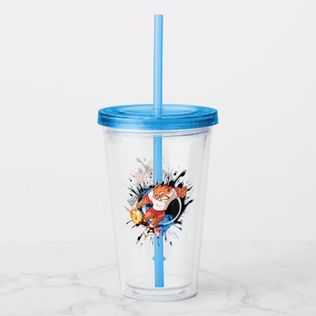 Copo De Acrílico Chute como se estivesse quente. futebol de animaçã (Frente)