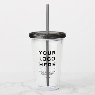 Copo De Acrílico Cinza Mínima Personalizada Limpa Tumbler com Palha