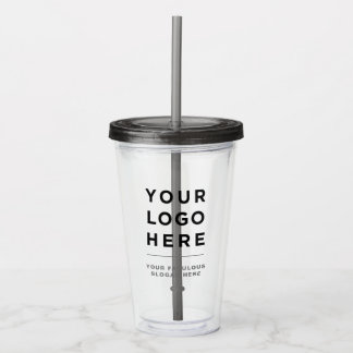 Copo De Acrílico Cinza Mínima Personalizada Limpa Tumbler com Palha