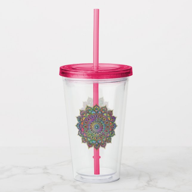 Copo De Acrílico Clássico Colorosamente Mandala Índia Estilo 1 (Frente)