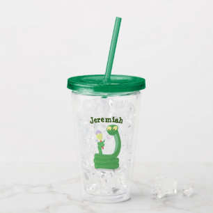 Copo De Acrílico Cobra verde engraçado com desenhos de maraca
