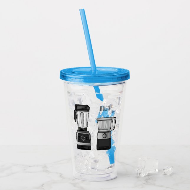 Copo De Acrílico Comida e ilustração do desenho do blender (Gelo frontal)