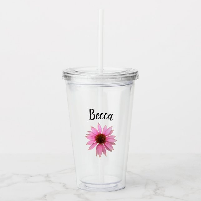 Copo De Acrílico Coneflower Roxo Brilhante Personalizado (Frente)