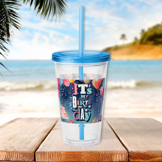 Copo De Acrílico Convite de aniversário (Criador carregado)