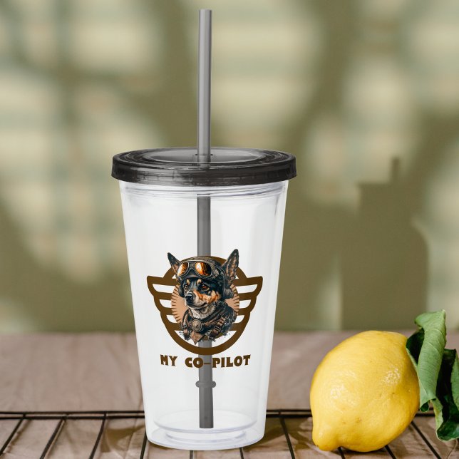 Copo De Acrílico Copiloto De Cachorro, Pet Animal Legal, Aviação (Criador carregado)