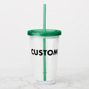 Copo De Acrílico Copo Personalizado Verde em Acrílico com Tampa e C