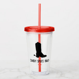 Copo De Acrílico Cowboy Boot Silhouette Ranhura Nome Crianças Diver