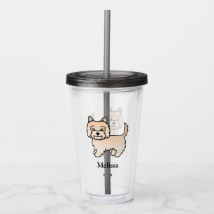 Copo De Acrílico Cream Cairn Terrier Cute Cartoon Cog & Name