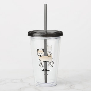 Copo De Acrílico Cream Shiba Inu Cute Dog e Nome Personalizado