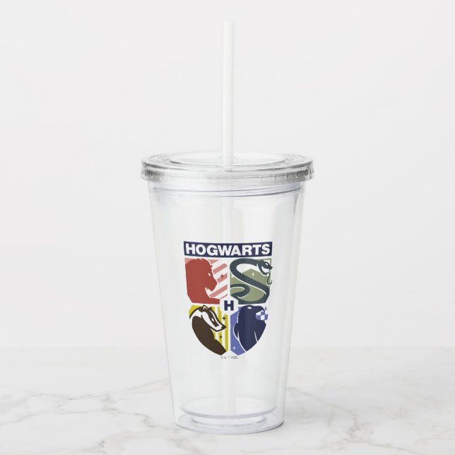 Copo De Acrílico Crestado Vintage HOGWARTS™ (Frente)