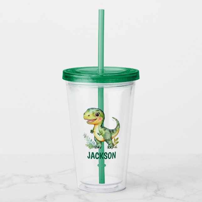 Copo De Acrílico Crianças Cuja Personalização Dinossauro é Tumbler (Frente)