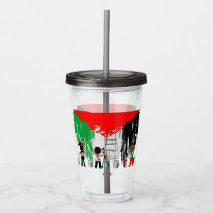 Copo De Acrílico Crianças de Gaza Pintando a Bandeira da Palestina