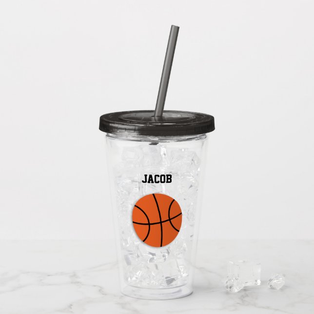 Copo De Acrílico Crianças Personalizadas de Basquete (Gelo traseiro)