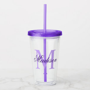 Copo De Acrílico Crie o nome do monograma personalizado Roxo