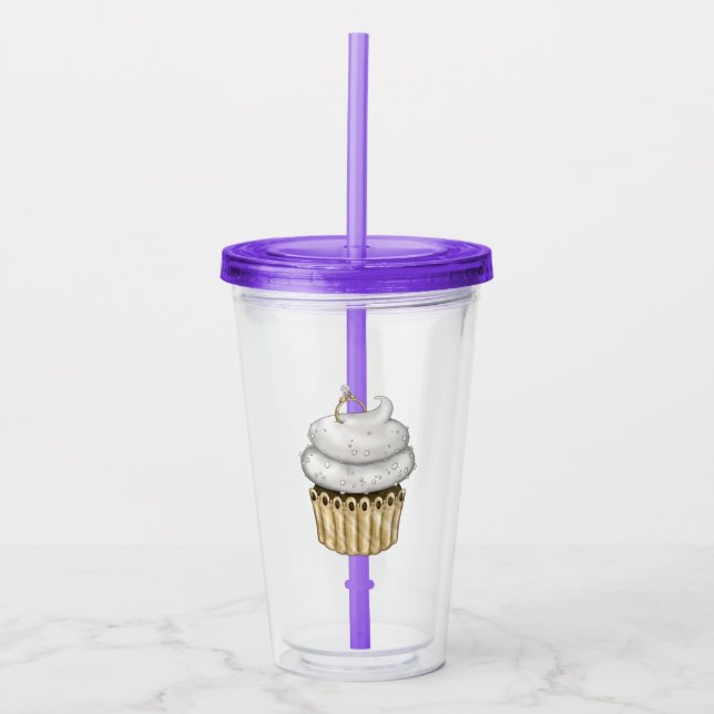 Copo De Acrílico Cupcake Noivado doce (Frente)