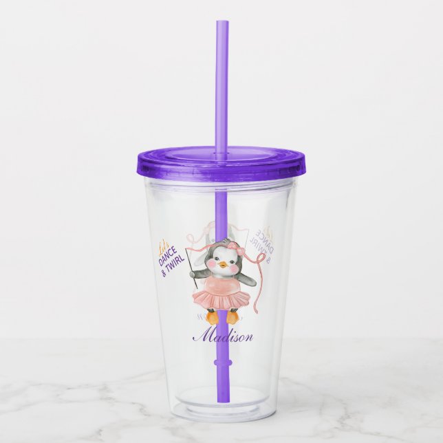 Copo De Acrílico Cute Ballerina Penguin Personaliza Tumbler Acrílic (Frente)