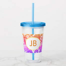 Copo De Acrílico Cute Boho Monograma Acrílico Tumbler