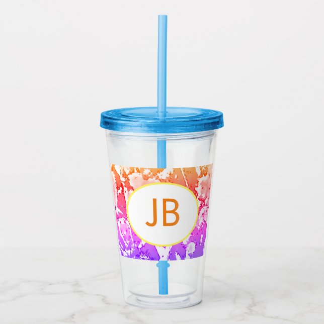 Copo De Acrílico Cute Boho Monograma Acrílico Tumbler (Frente)