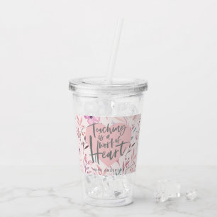 Copo De Acrílico Dama do professor aquarela cardíaca caneca