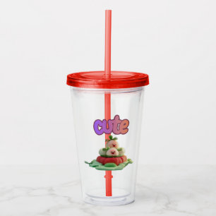 Copo De Acrílico Delícias de Jardim Fofas Tumbler de Acrílico