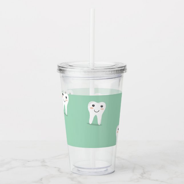 Copo De Acrílico Dente feliz de Kawaii (Frente)