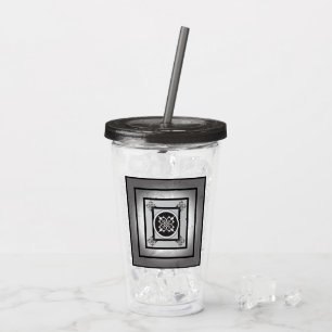 Copo De Acrílico Design de cinco sóis preto e branco