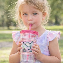 Copo De Acrílico Design de Praia Infantil de Raia Cute Subaquática