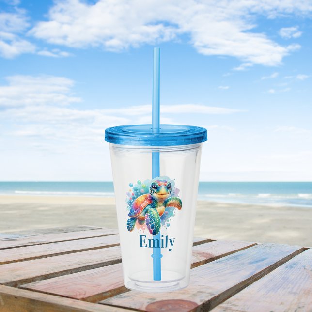 Copo De Acrílico Design de Tartaruga Cheio (Criador carregado)