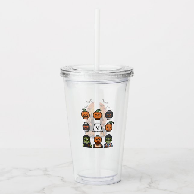 Copo De Acrílico Design de Tumbler Acrílico de Halloween Spooky (Frente)
