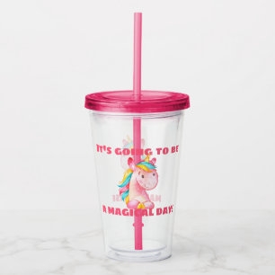 Copo De Acrílico Dia mágico do unicórnio personalizado