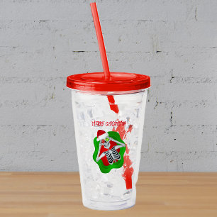 Copo De Acrílico Divertido Feliz Natal Ornamento de Esqueleto Splat