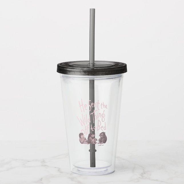Copo De Acrílico Ele enviou as coisas selvagens para a cama - rosa (Frente)