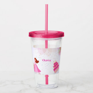 Copo De Acrílico Elegante aniversário de princesa da Disney