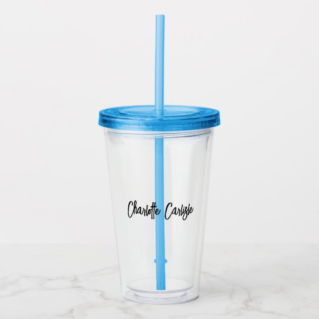 Copo De Acrílico Elegante Rótulo à Mão Moderno Personalizado (Frente)
