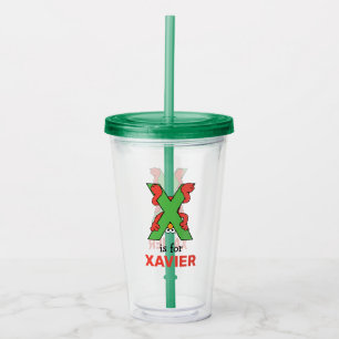 Copo De Acrílico Elmo Alphabet   X Verde