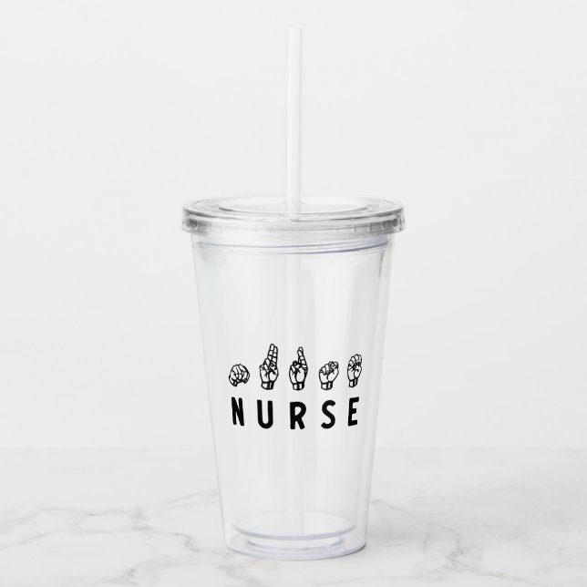 Copo De Acrílico Enfermeiro ASL linguagem gestual (Frente)