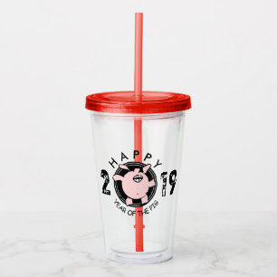 Copo De Acrílico Engraçado 5 Cartoon Pig Year 2019 A Tumbler