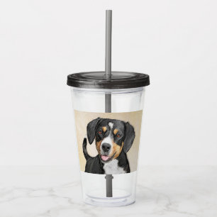 Copo De Acrílico Entlebucher Mountain Dog Pintura Original