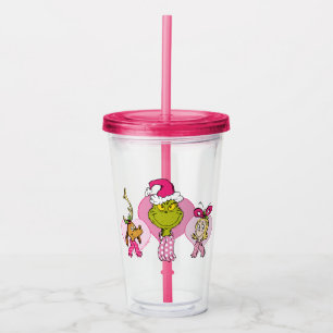 Copo De Acrílico Equipe do Grinch em Retrato Rosa de Dia dos Namora