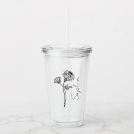 Copo De Acrílico Escrito Elegante Marigold Outubro Nascimento Nome 