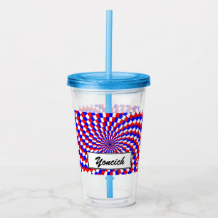 Copo De Acrílico Espiral azul branca vermelha por Kenneth Yoncich