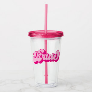 Copo De Acrílico Estilo Retro Rosa Quente Festa de Despedida de Sol